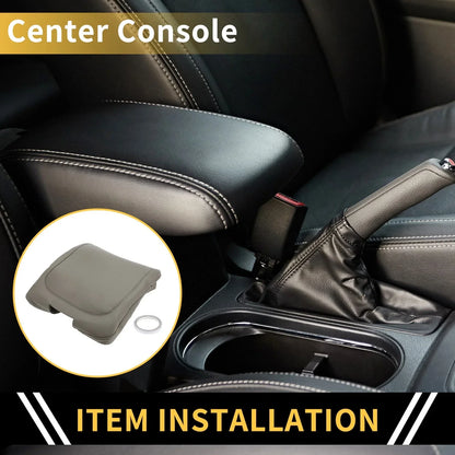 Center Console Armrest Cover for Dodge Ram Microfiber Leather Grey