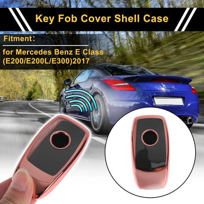 Rose Gold TPU Car Key Case for Mercedes Benz E Class (2017) - 3 Buttons