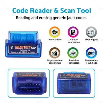 OBD2 II Bluetooth Car Scanner for Torque iOS Android CAN Auto Scan Tool