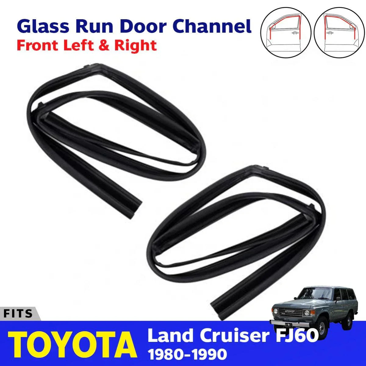 Door Glass Run Channel Front L+R Fit Toyota Land Cruiser BJ60 FJ60 FJ62 HJ60 D06