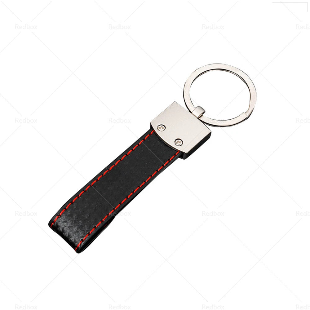 Black Metal & PU Leather Key Ring Keychain for Universal Use