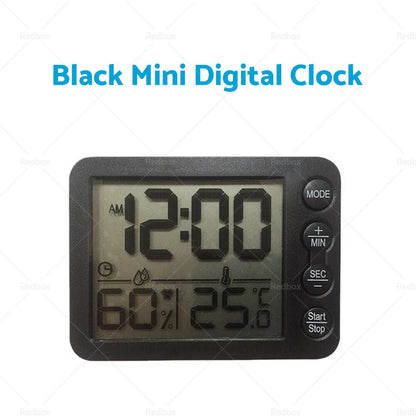 Mini Digital Clock Alarm with Temperature for Black & White Travel LCD LED