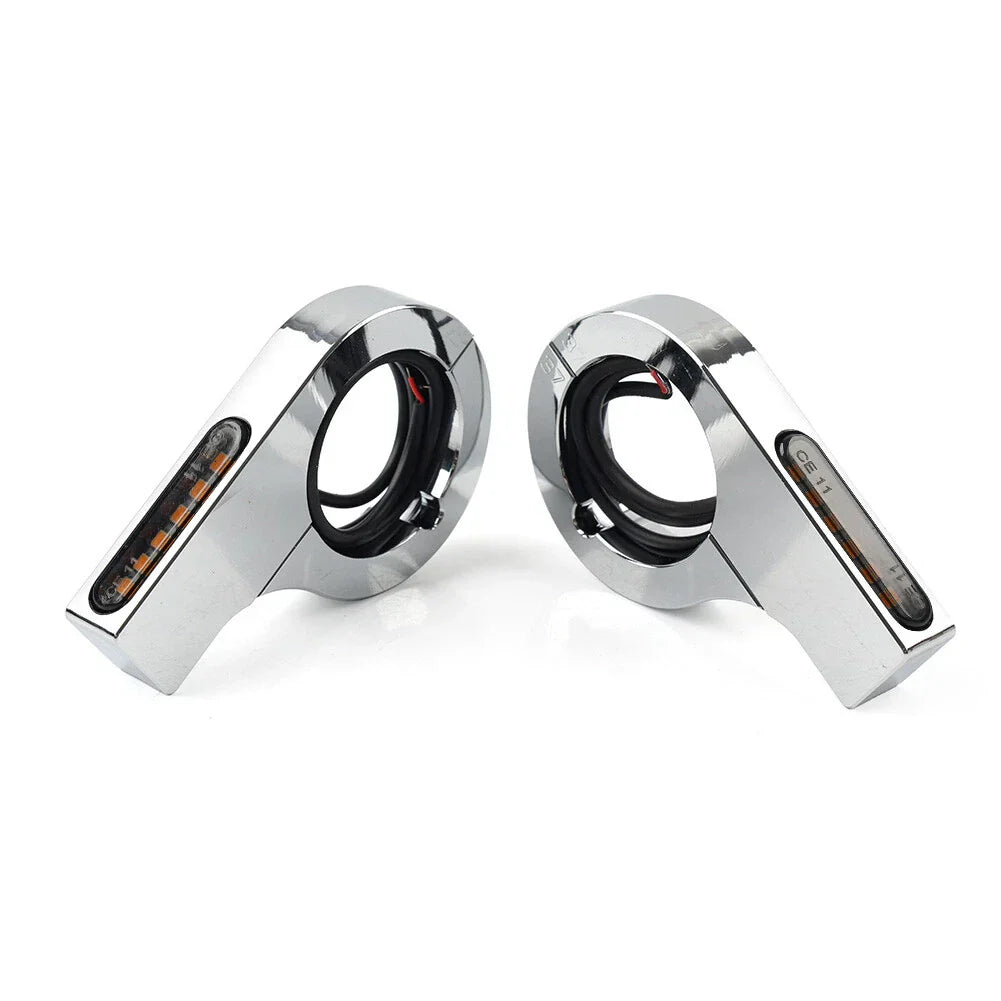 33MM-37MM Amber Chrome Fork Turn Signal Lights for Harley Touring Dyna