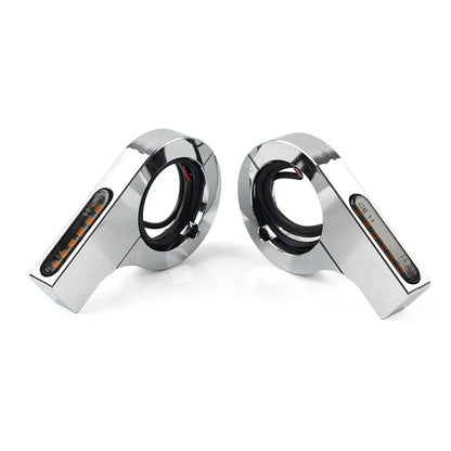 33MM-37MM Amber Chrome Fork Turn Signal Lights for Harley Touring Dyna