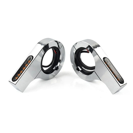 33MM-37MM Amber Chrome Fork Turn Signal Lights for Harley Touring Dyna