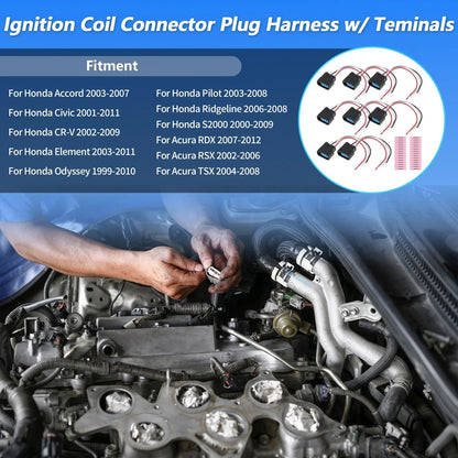 8 x Ignition Coil Connector Plugs with Terminals for Honda (No. 30520-RDJA01)