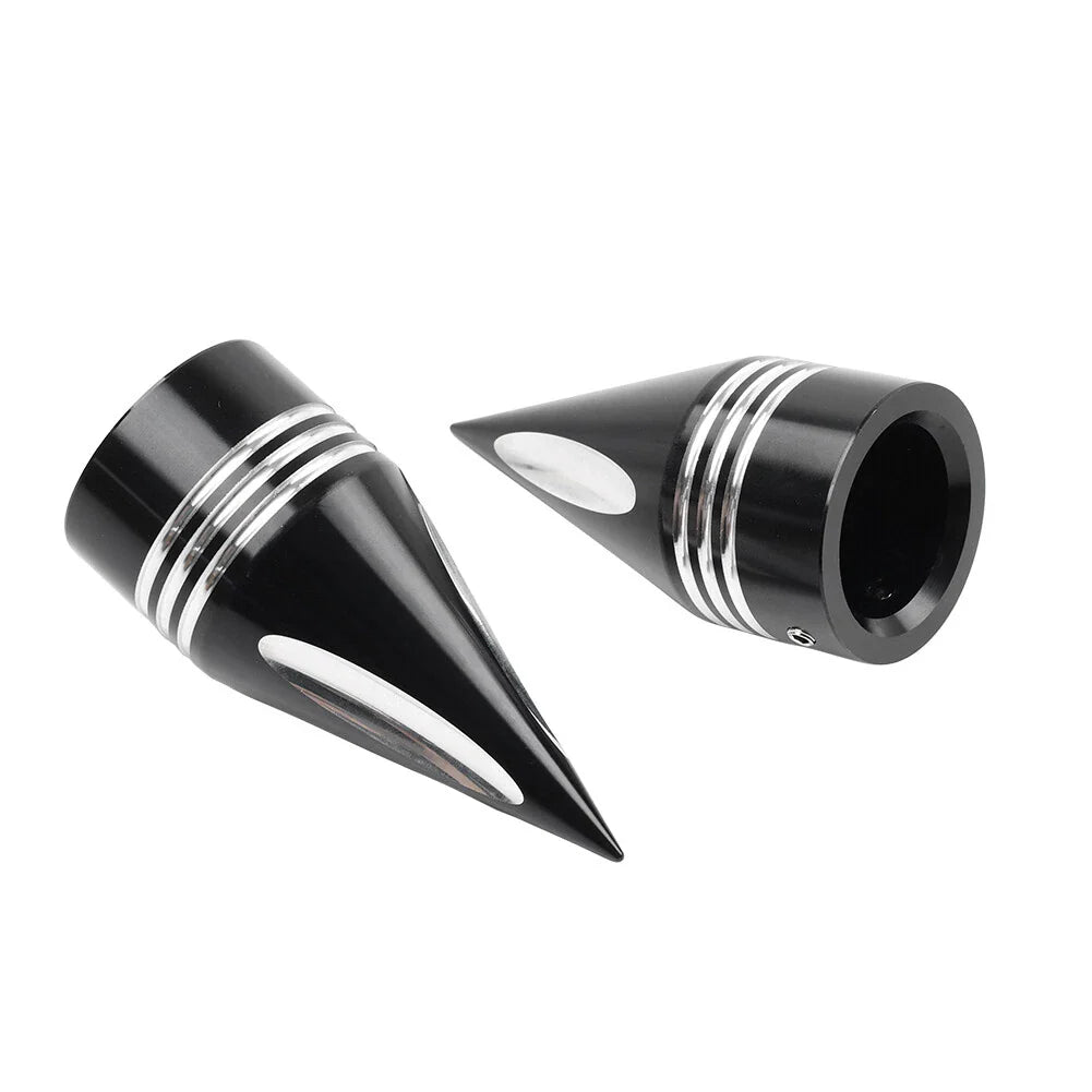 Black & White Spike Front Axle Cap Nut for Harley Touring Dyna Sportster