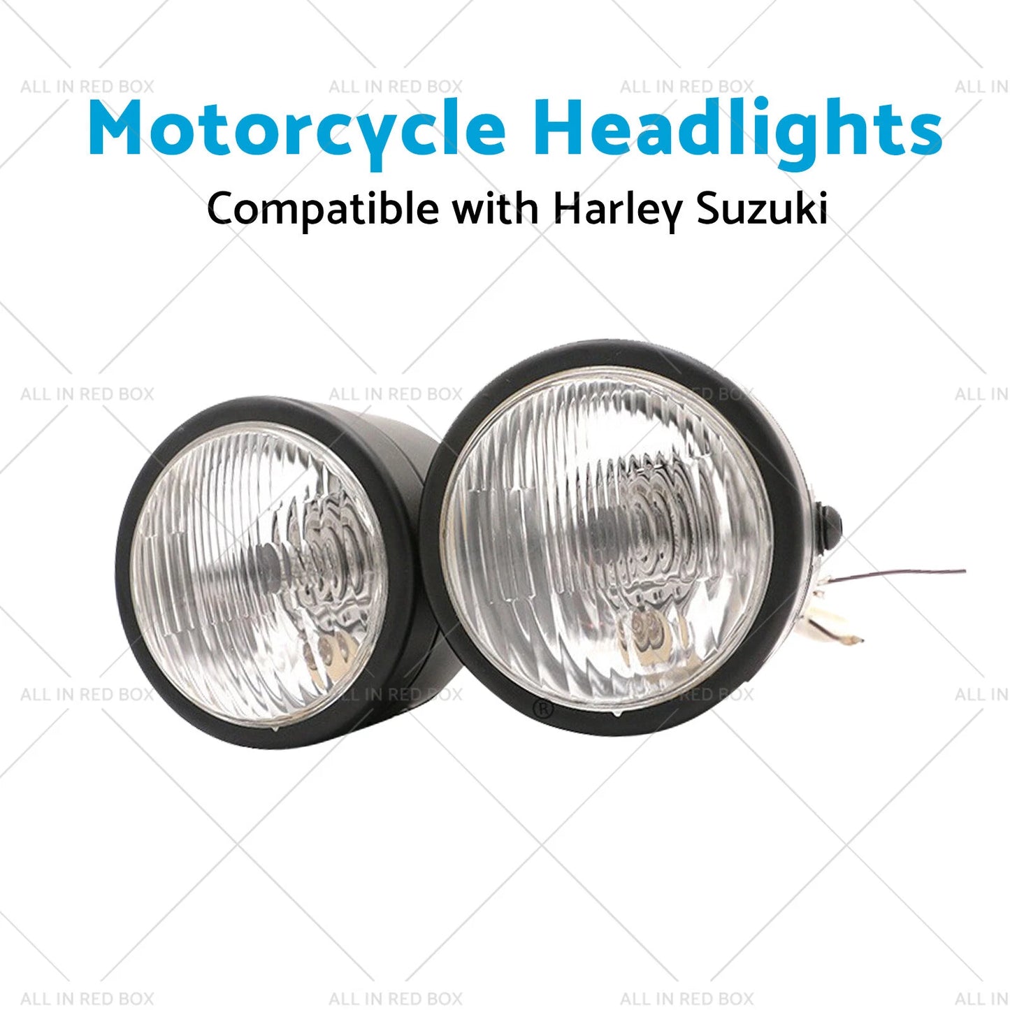 Twin Universal Headlight Dual Lamp for Motorcycle Street Fighter Black
