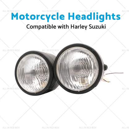 Twin Universal Headlight Dual Lamp for Motorcycle Street Fighter Black