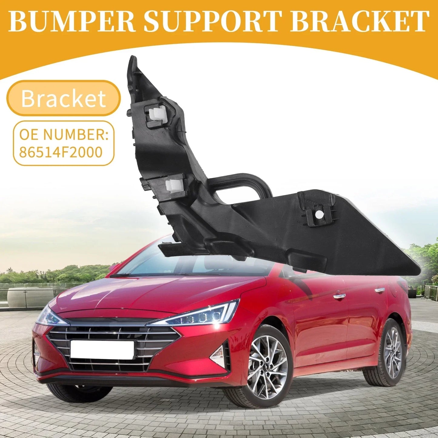 RH Front Bumper Support Bracket for Hyundai Elantra (2017-2018) 1 x Pc