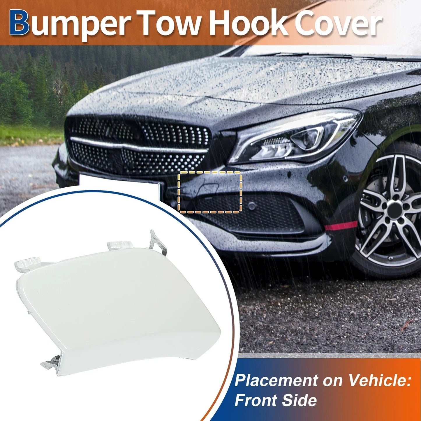 Front Car Bumper Tow Hook Cover for Mercedes-Benz CLA250 (2014-2019) White