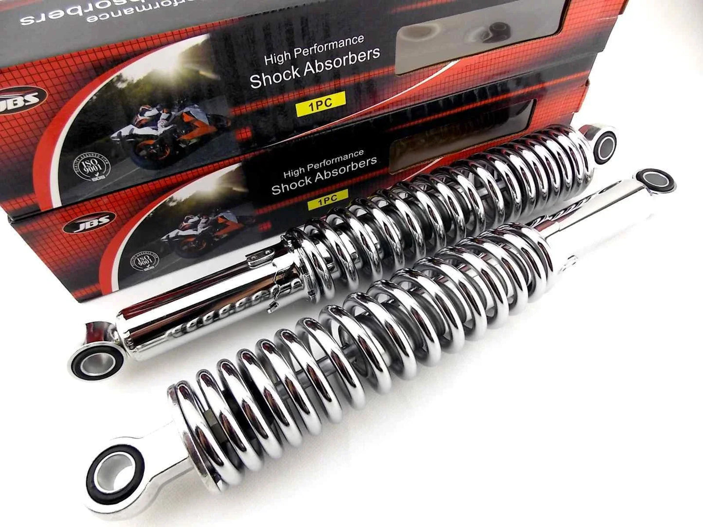 365mm JBS Chrome Rear Shock Absorbers for Suzuki TS250 (1977)