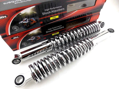 365mm JBS Chrome Rear Shock Absorbers for Suzuki TS250 (1977)