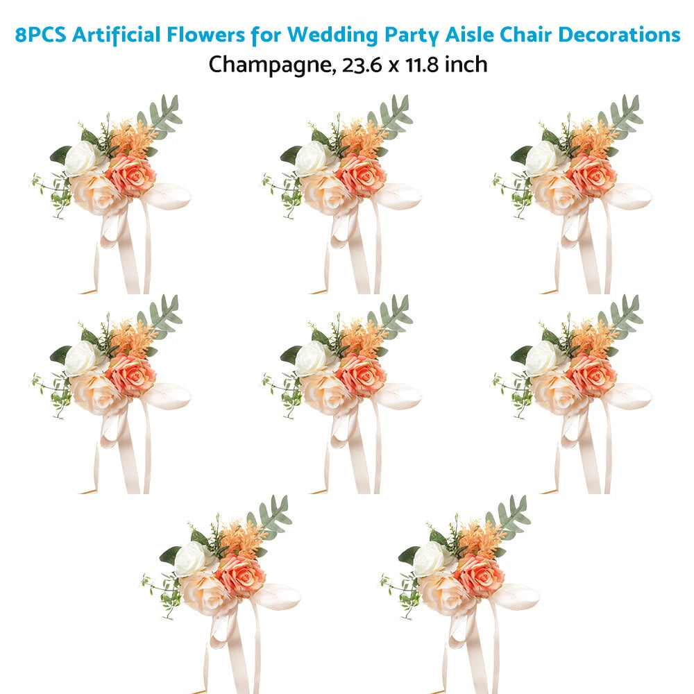 8 x Aisle Chair Decorations Flowers for Wedding