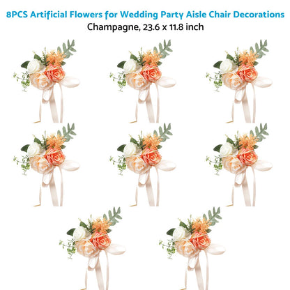 8 x Aisle Chair Decorations Flowers for Wedding