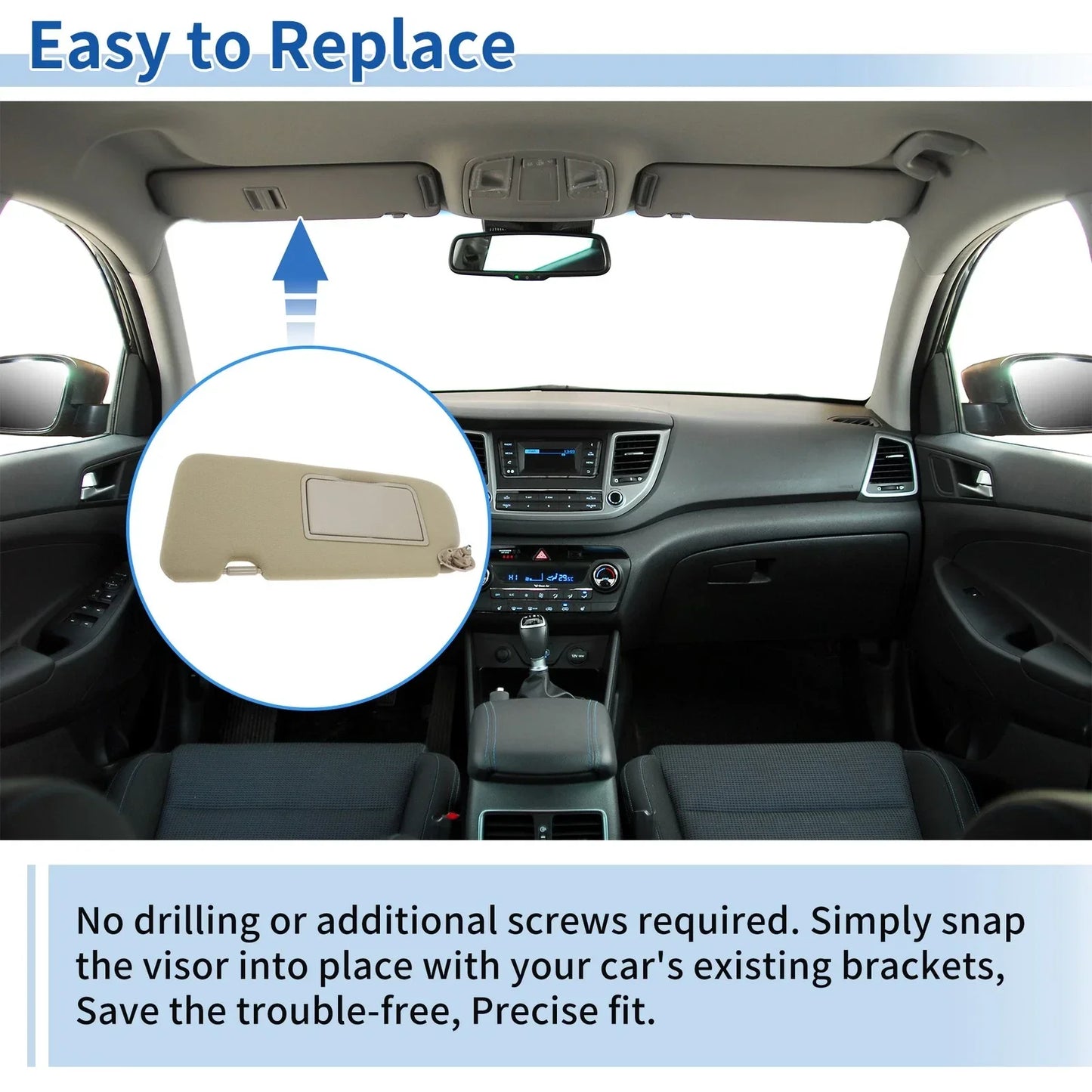 Left Side Sun Visor for Honda CR-V (2017-2019) Beige 1 x Piece