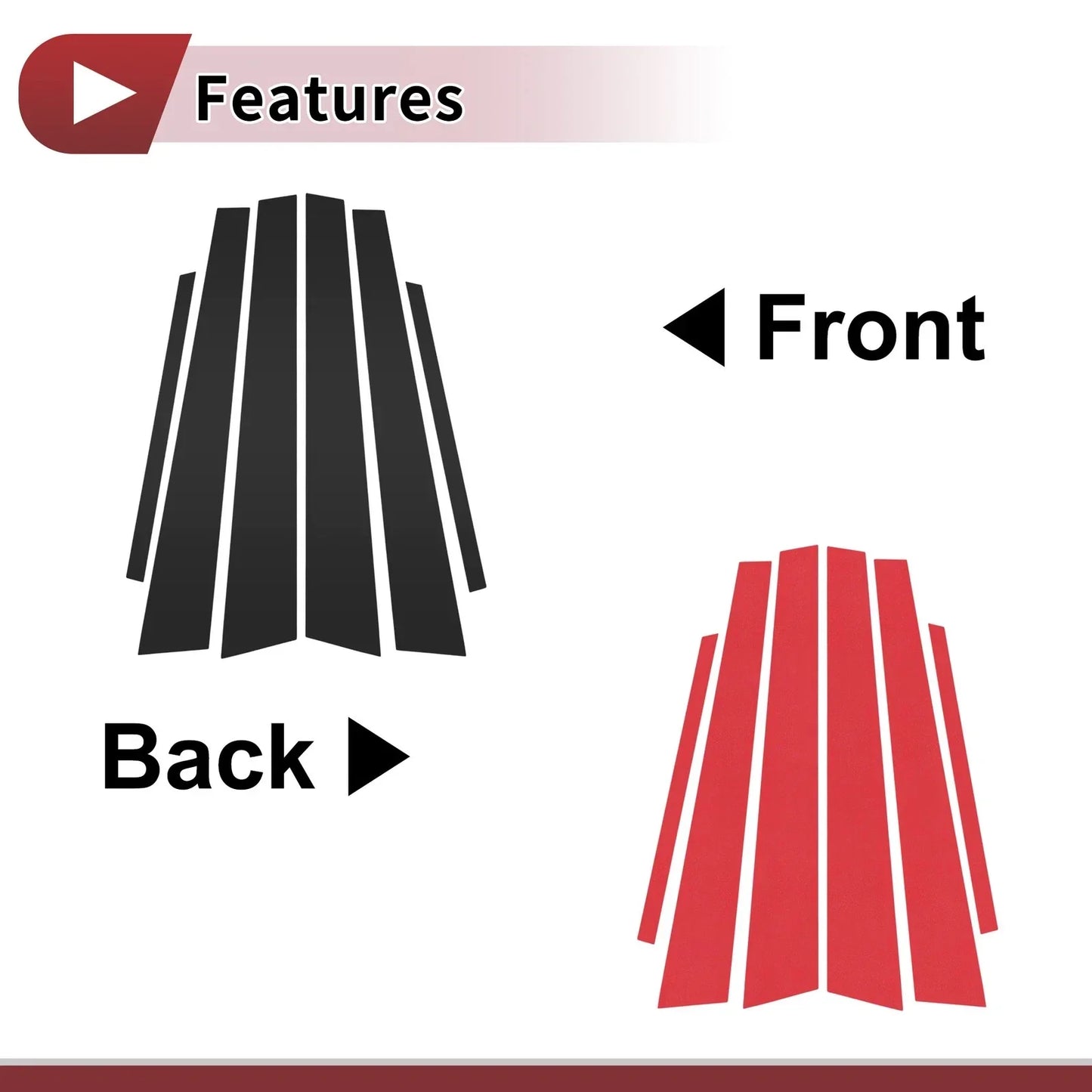 6 Pcs Car Door Pillar Window Trim for Honda Civic (2001-2005) Black