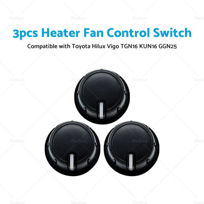 3 x Heater Fan Control Switch Knobs for Toyota Hilux Vigo (2005-2015)