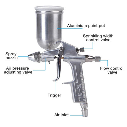 0.5mm Nozzle Air Brush & Aluminum Swivel Cup for K-3 Pneumatic Spray Gun