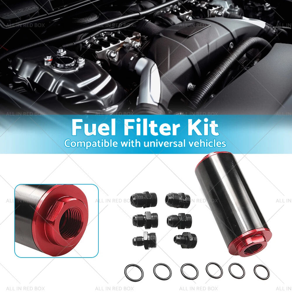 100 Micron AN6 8 10 Aluminum High Flow Fuel Inline Filter for Universal Car