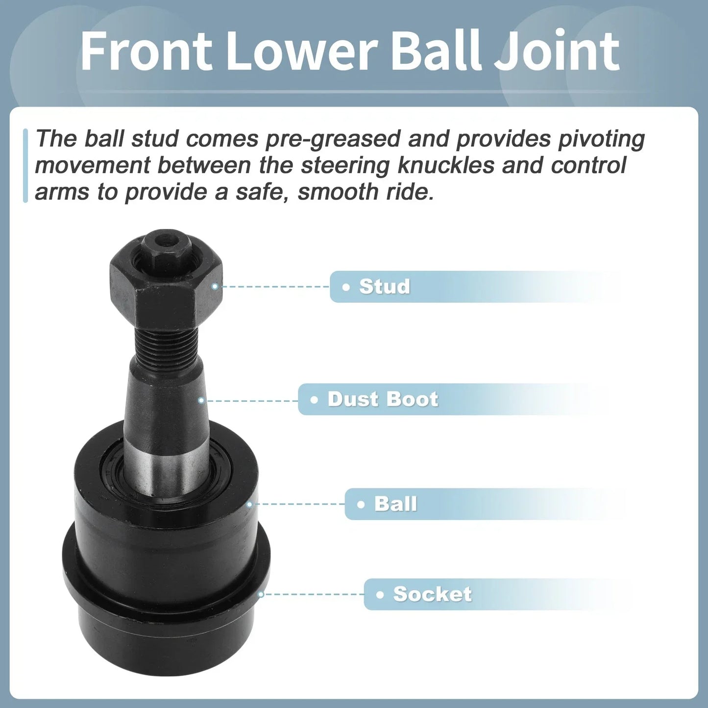 4 x Front Upper Lower Ball Joints for Dodge Ram 2500 3500 (2003-2010)