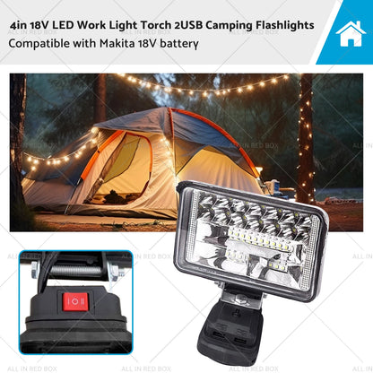 18V 4in LED Work Light Torch Flashlights for Makita Battery