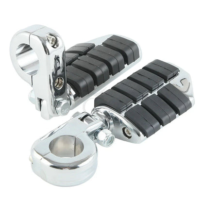 1 1/4" Wing Footpeg Pegs Mount Clamps for Harley Yamaha Chrome