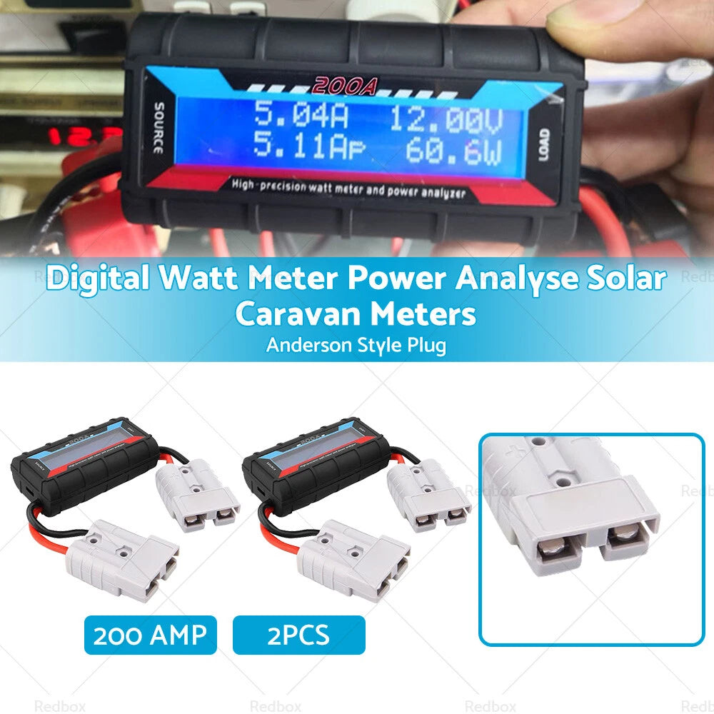200A Digital Watt Meter Power Analyser for Solar Caravan Anderson Plug 12V