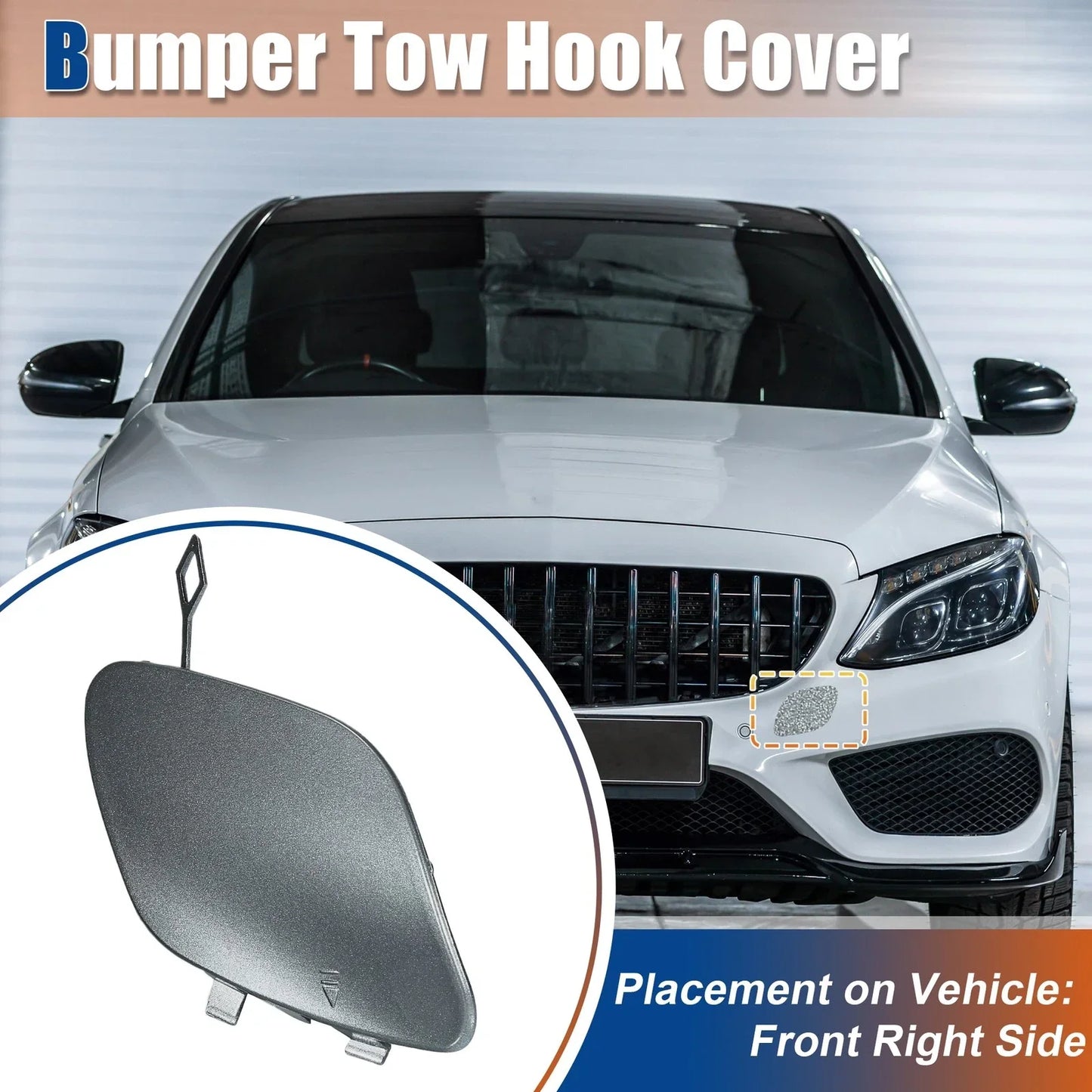 Front Car Bumper Tow Hook Cover for Mercedes-Benz (2019-2023) Dark Silver