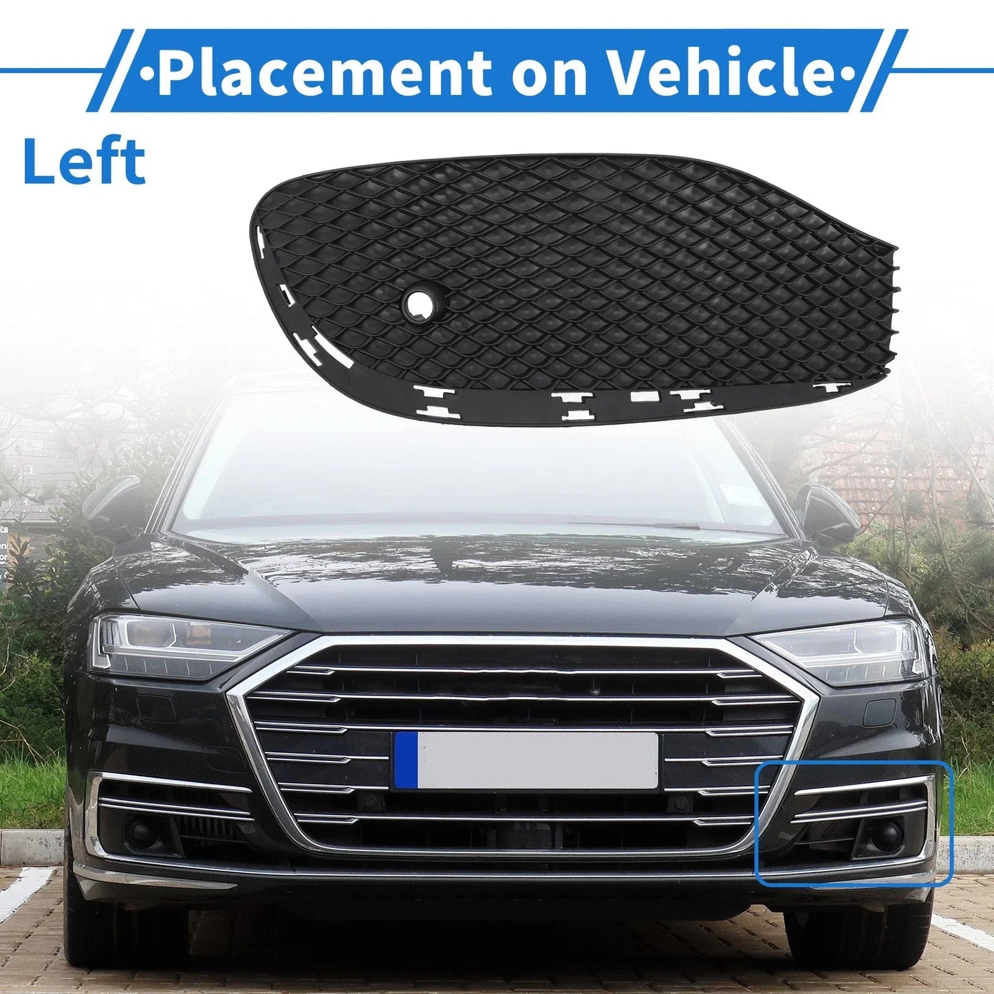 Front Left Fog Light Grill for Mercedes-Benz (2010-2015) - 1 x Black