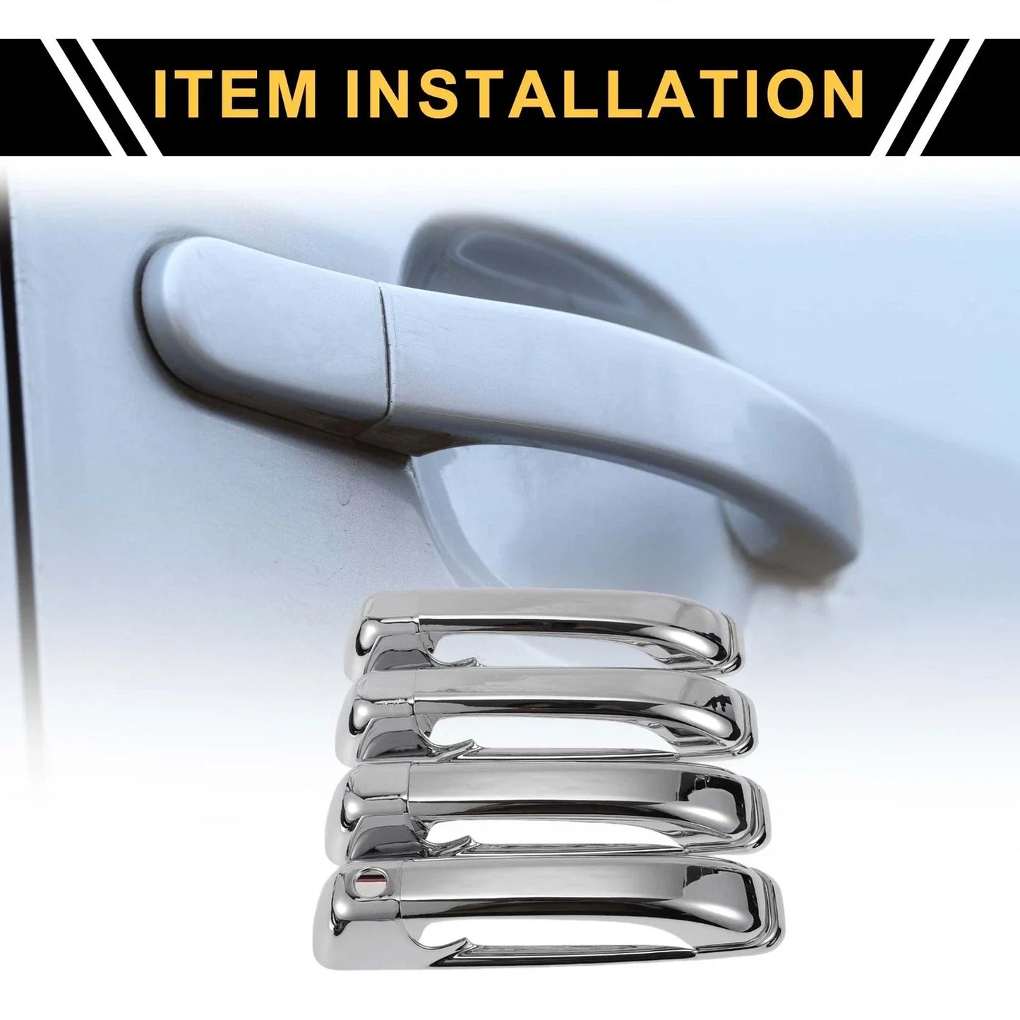 Car Door Handle Protector Set for Dodge Ram 1500 (2009-2018) Silver Tone