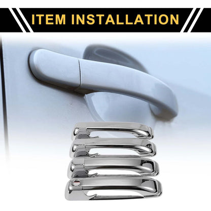 Car Door Handle Protector Set for Dodge Ram 1500 (2009-2018) Silver Tone