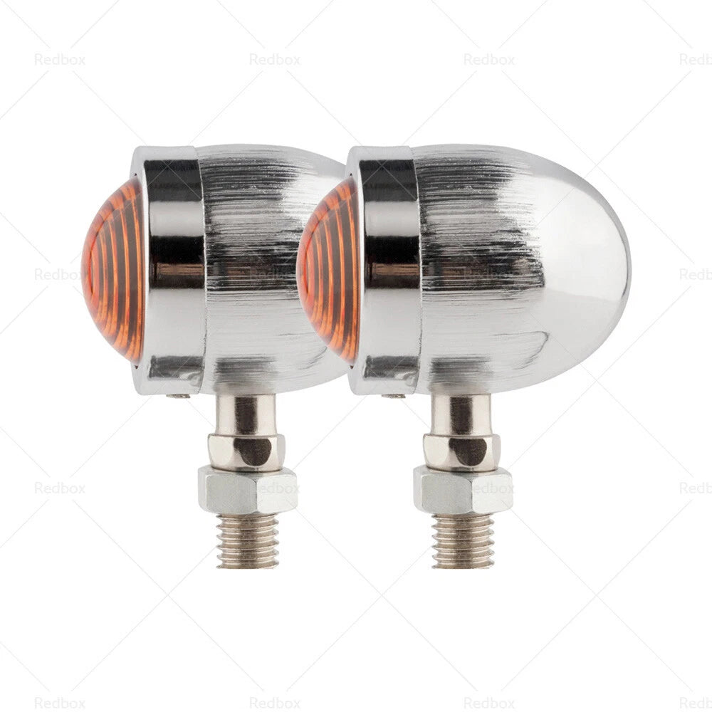 4 x Chrome Amber Bullet Turn Signal Indicators for Motorcycle Universal Lamp