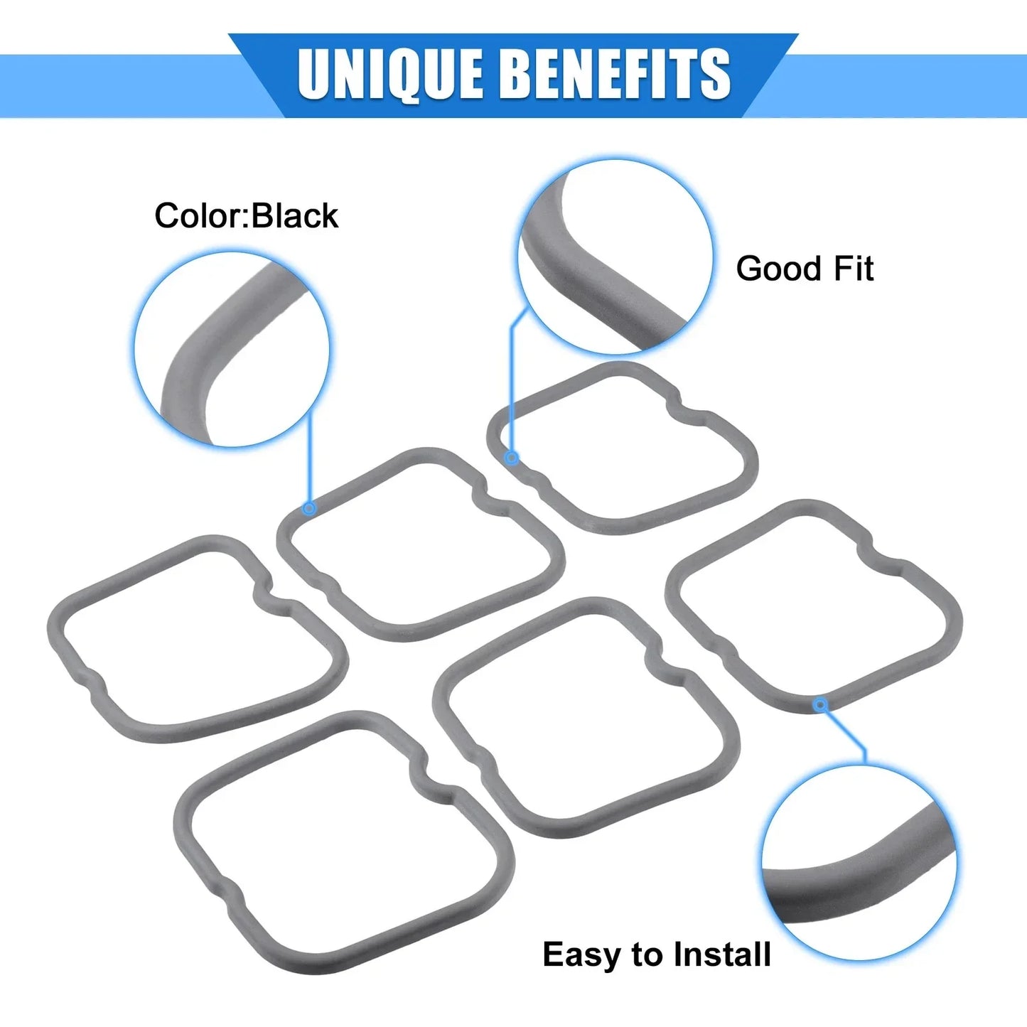 6 Pcs Valve Cover Gaskets for Dodge Ram (1989-1998) Rubber Gray