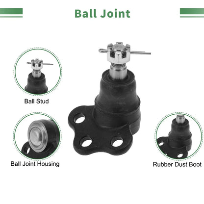 6 Pcs Front Outer Tie Rod Ends & Ball Joints for Dodge Dakota (2000-2004)
