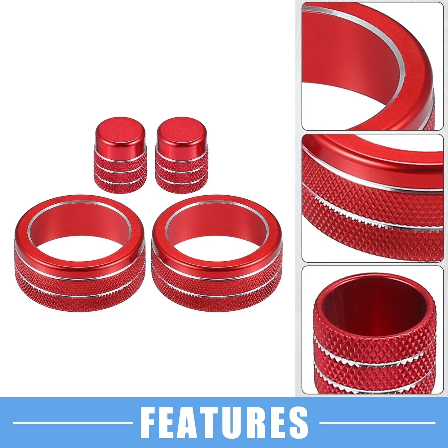 7 x Car AC Control Switch Air Vent Knob Covers for Honda Civic (2022-2023) Red