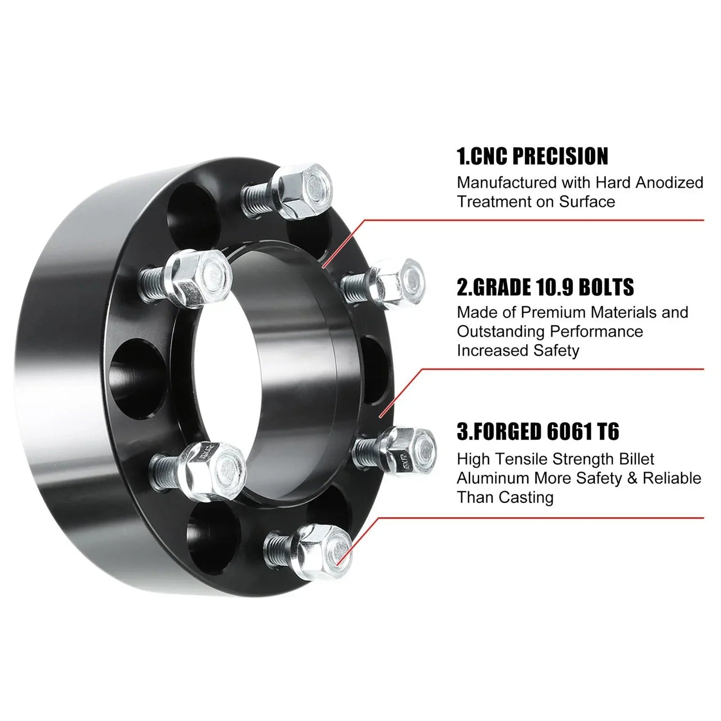 4pcs 2" Thick M12x1.5 6x5.5" Wheel Spacers Adapters