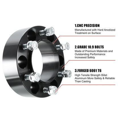 4pcs 2" Thick M12x1.5 6x5.5" Wheel Spacers Adapters