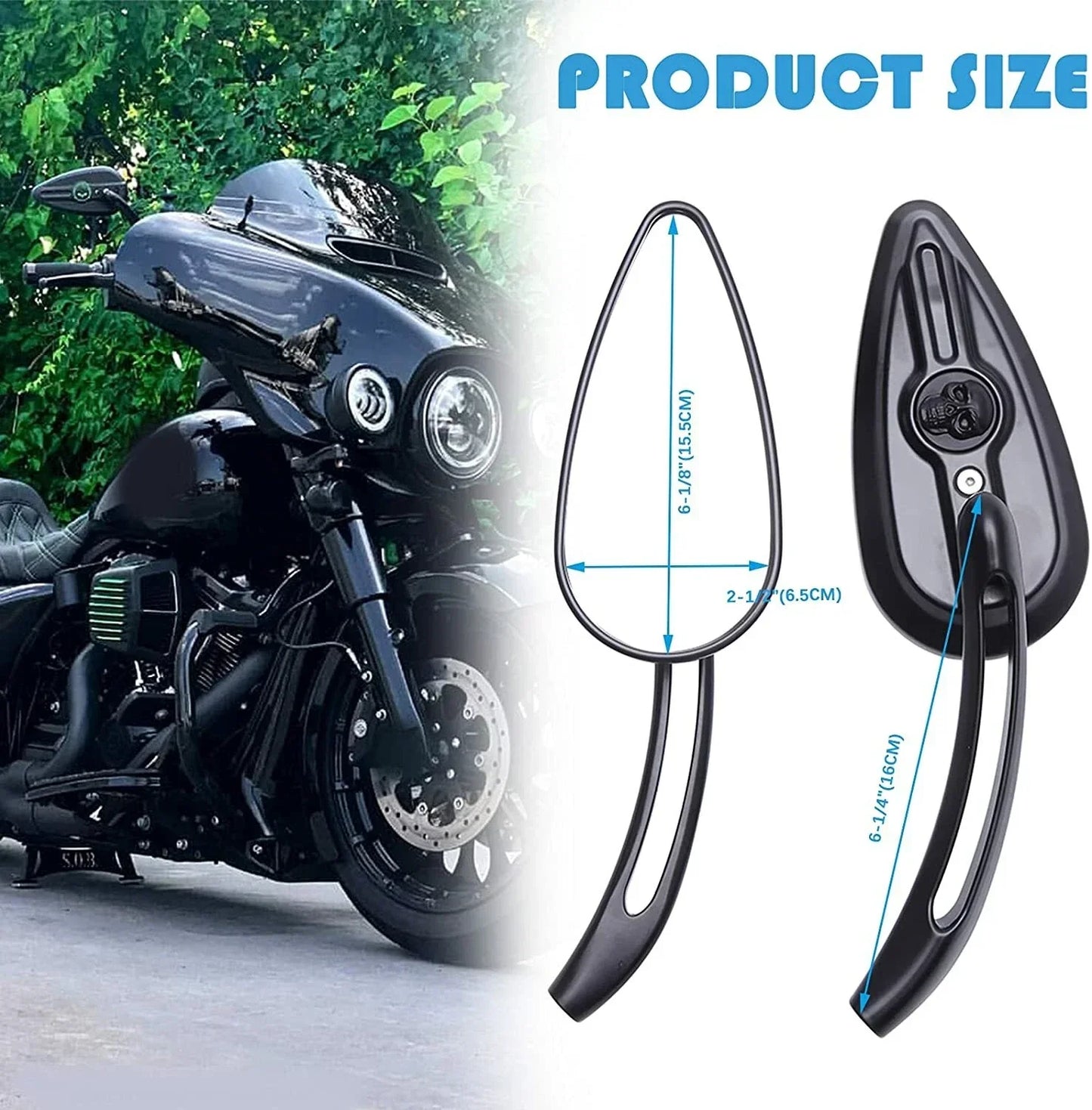 BLACK Rearview Mirrors with Skull Head for Harley-Davidson Fatboy (1990-2023)