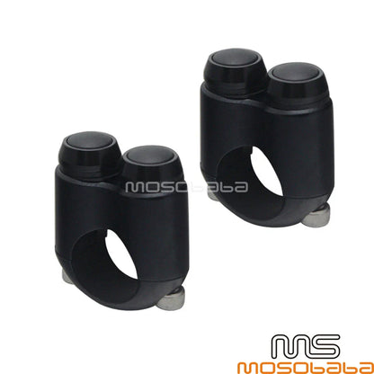 Black 1" Hand Control Dual Button Momentary Switch for Harley - 2x