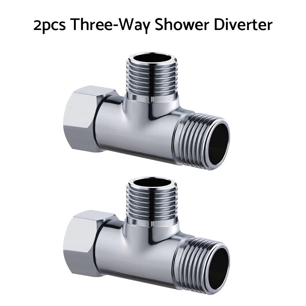 T Connector Bidet Adapter Valve for Toilet Shattaf Brass Chrome (AU)