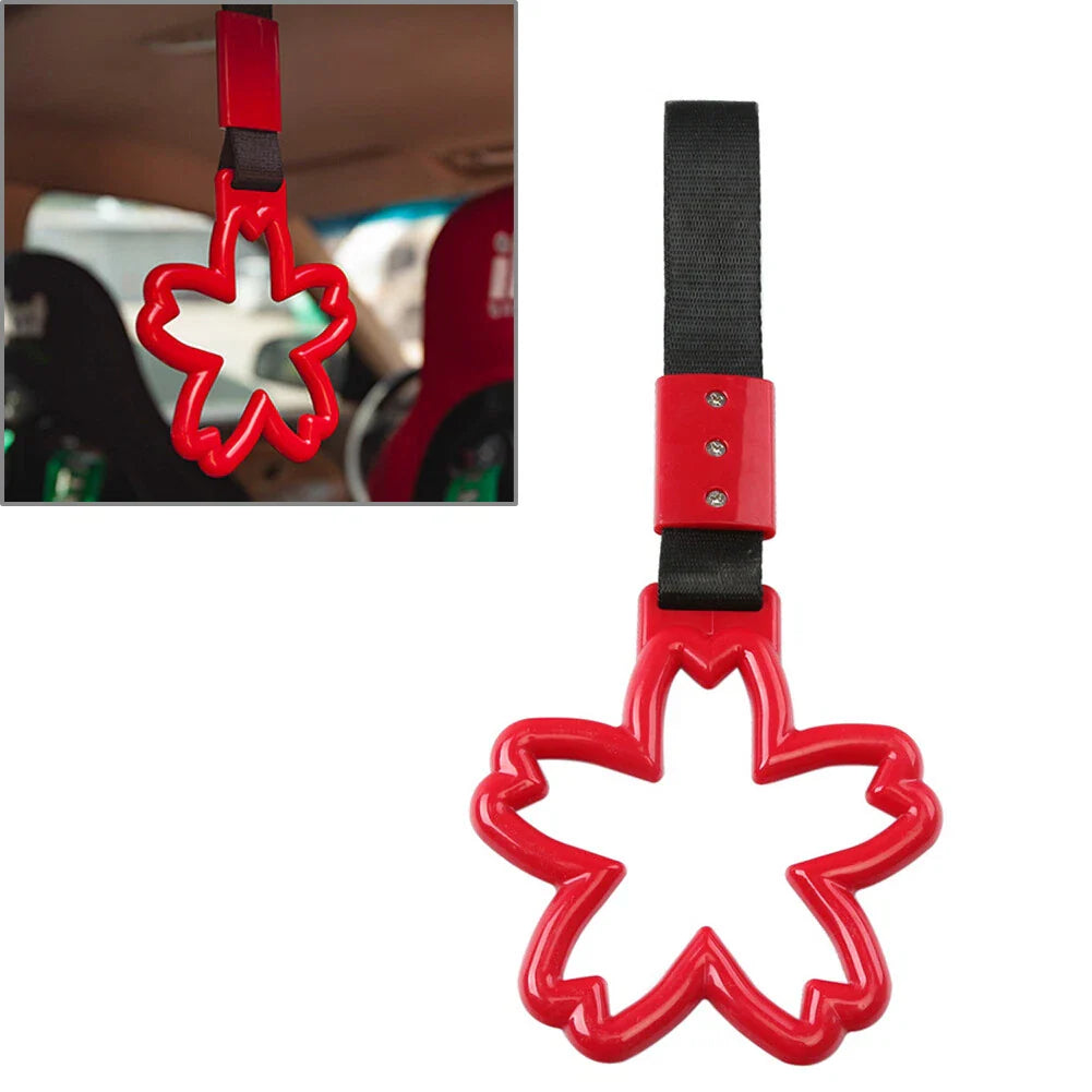 Red Cherry Blossom Shaped Ring Handle Strap for Train Bus Drift Charm Tools