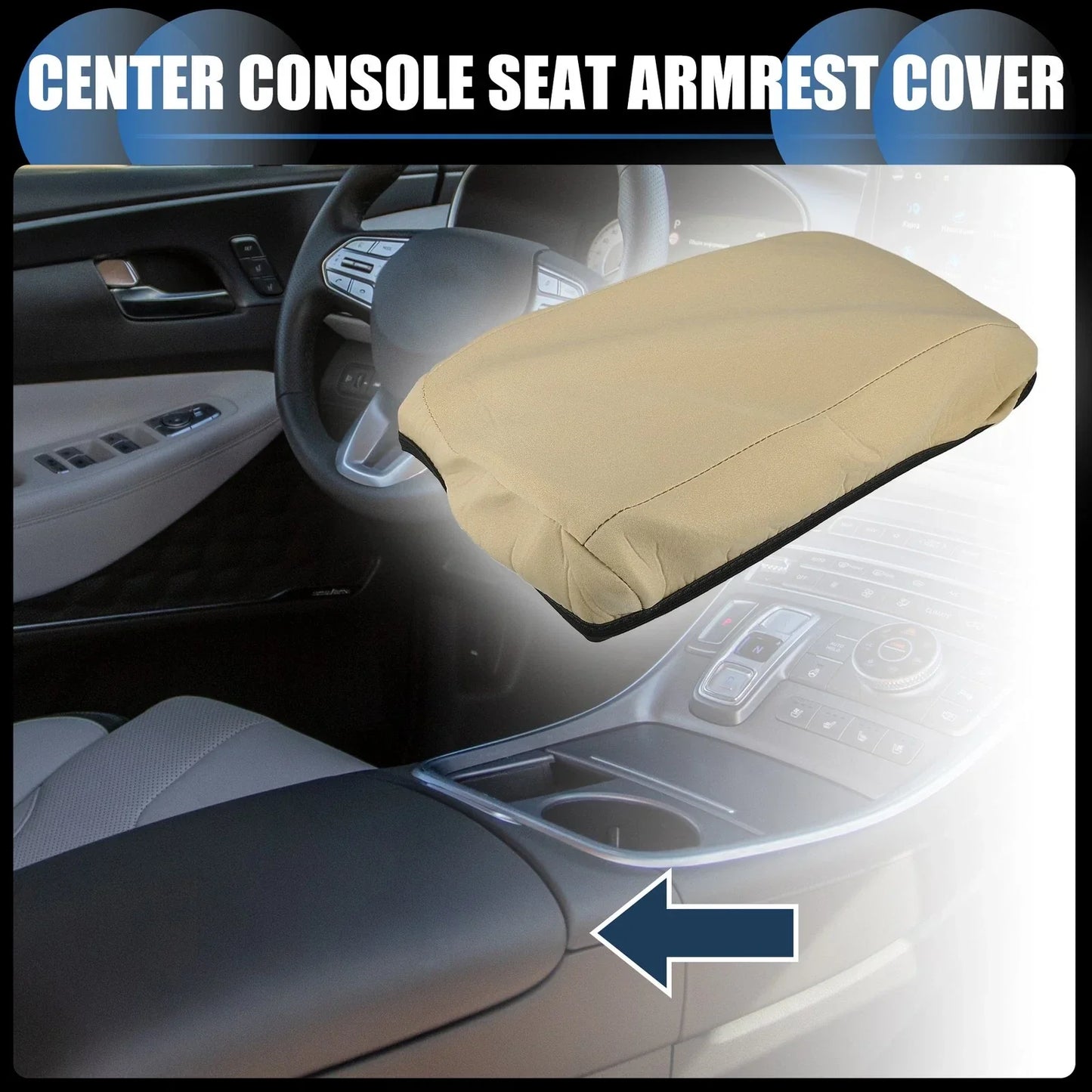 Armrest Protector Cover for Hyundai Santa Fe 2019-2020 Neoprene Light Brown