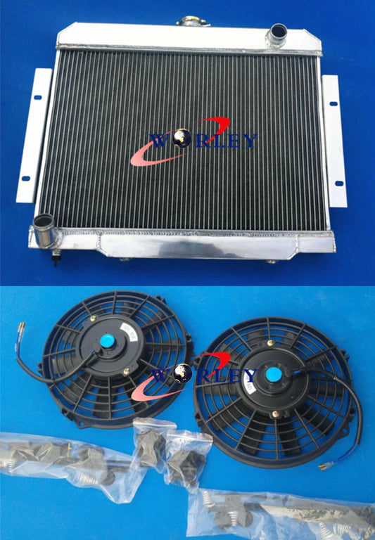 3 Row Aluminum Radiator + Fans for Jeep CJ Series (1970-1986)