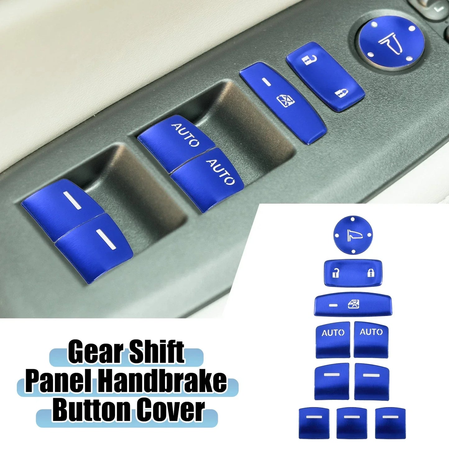 10 x Car Master Window Switch Button Covers for Honda Accord (2018-2022) Blue