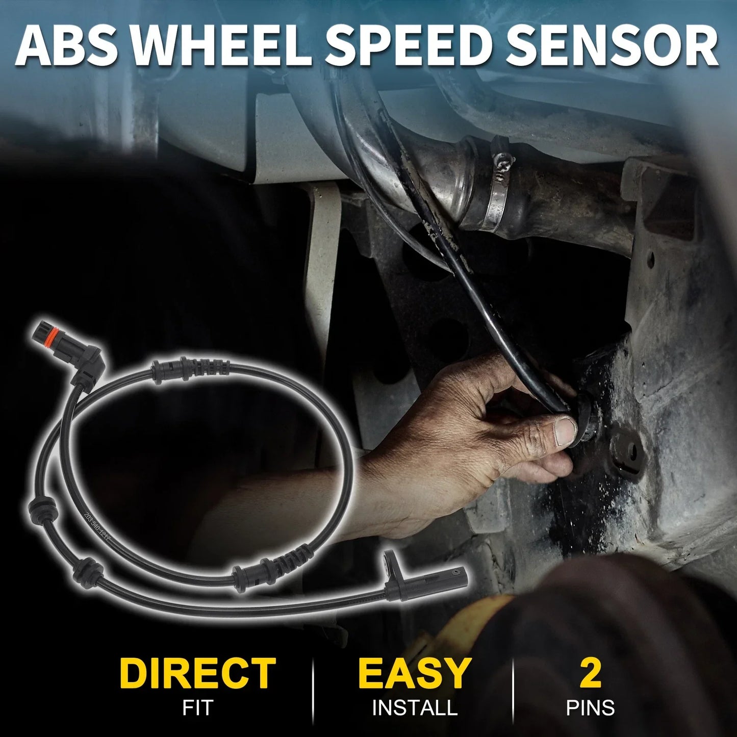 2 x Front ABS Wheel Speed Sensors for Mercedes-Benz C230 (2001-2007)