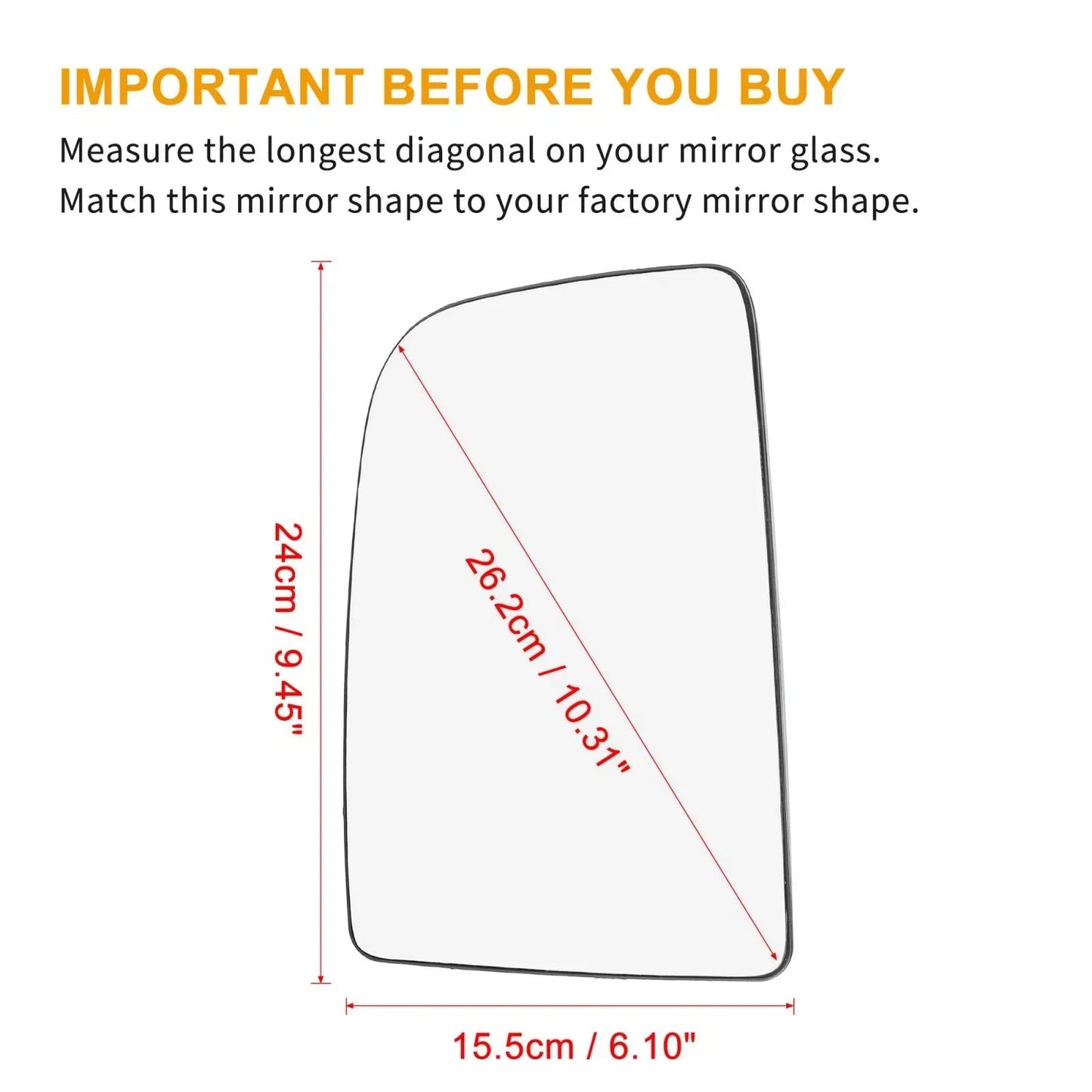 Heated Mirror Glass w/ Backing Left Side for Mercedes-Benz Sprinter 2500 3500