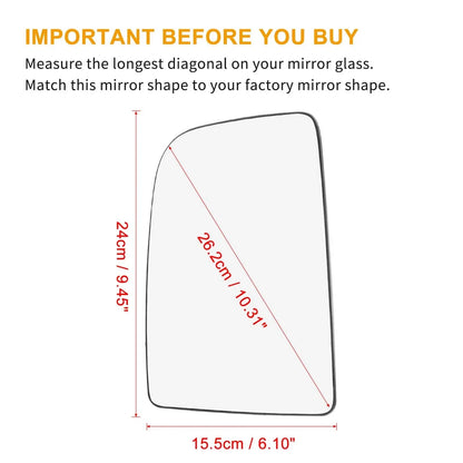 Heated Mirror Glass w/ Backing Left Side for Mercedes-Benz Sprinter 2500 3500