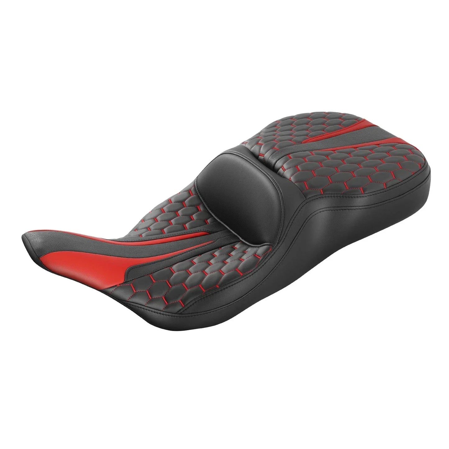 Black Red Rider Passenger Seat for Harley Electra Glide FLHT (1997-2007)