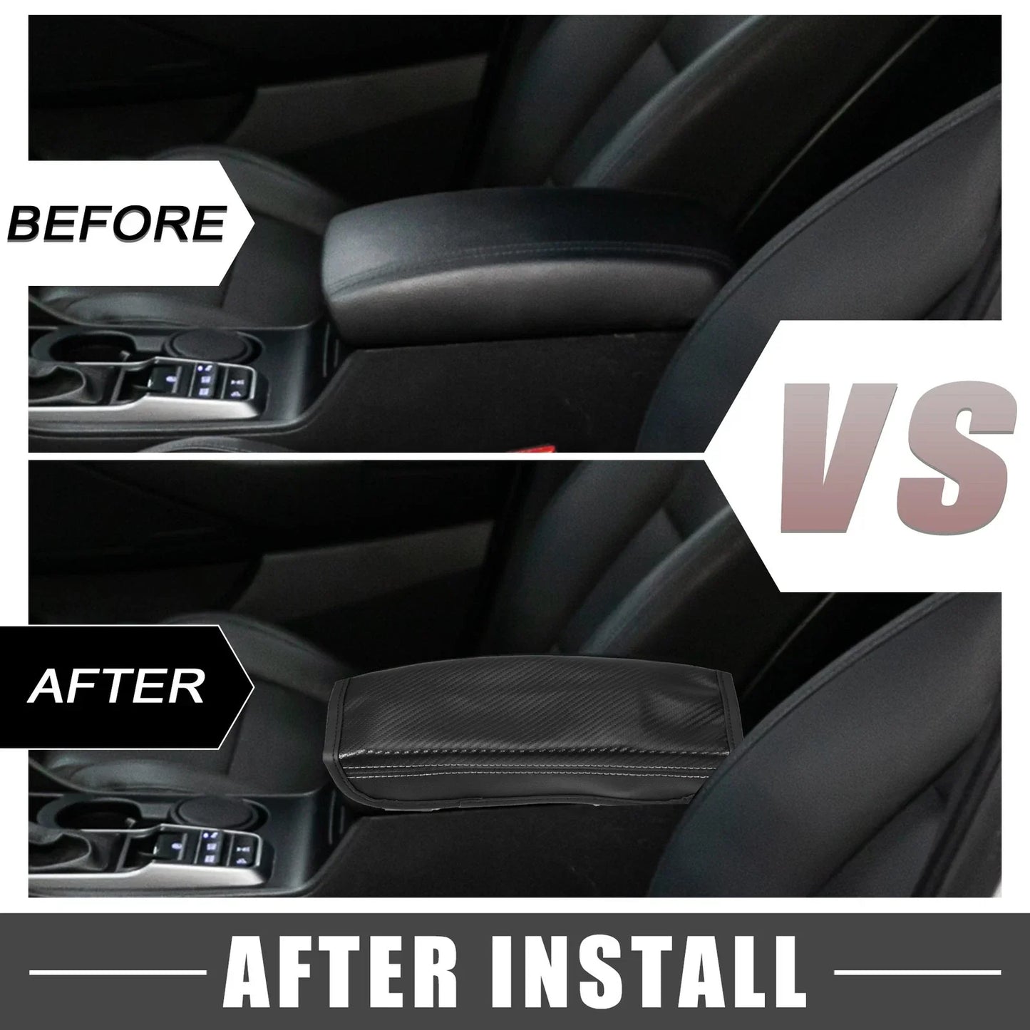 Center Console Cover Pad for Hyundai Tucson 2016-2021 Carbon Fiber Black